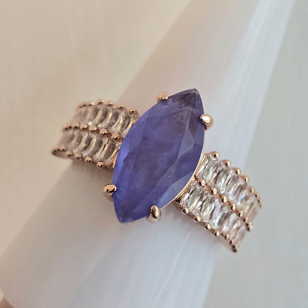 Bomb Party RG94193 Sz 10 Wandering Silver Skies Lavender Fluorite Rose Gold NEW
